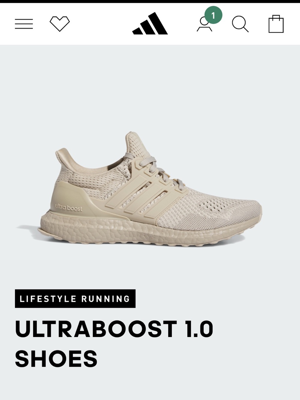 adidas UltraBoost 1.0 Sneakers - Cream/Light Beige